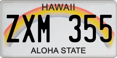HI license plate ZXM355