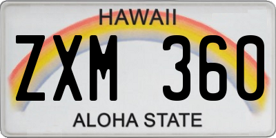 HI license plate ZXM360