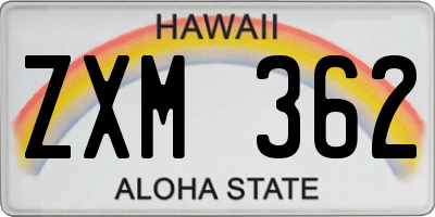 HI license plate ZXM362