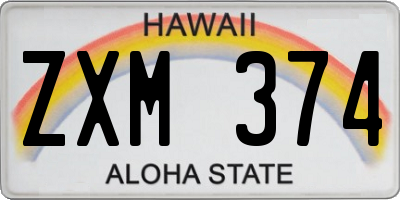 HI license plate ZXM374