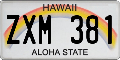 HI license plate ZXM381
