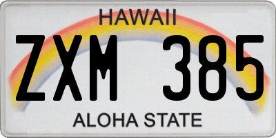 HI license plate ZXM385