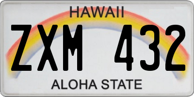 HI license plate ZXM432