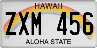 HI license plate ZXM456