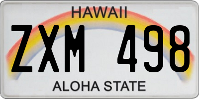 HI license plate ZXM498