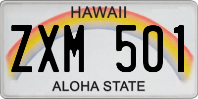 HI license plate ZXM501