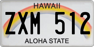 HI license plate ZXM512