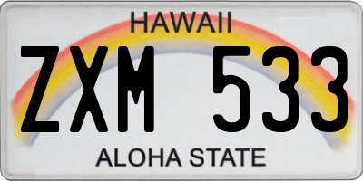 HI license plate ZXM533