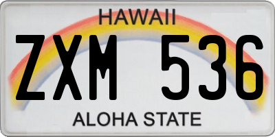 HI license plate ZXM536