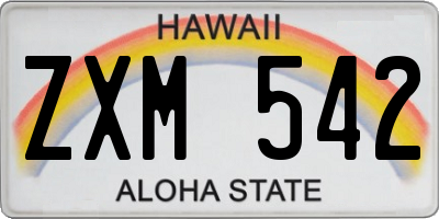 HI license plate ZXM542