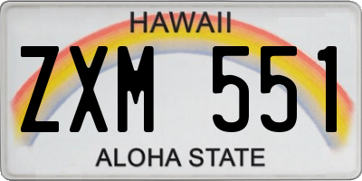 HI license plate ZXM551