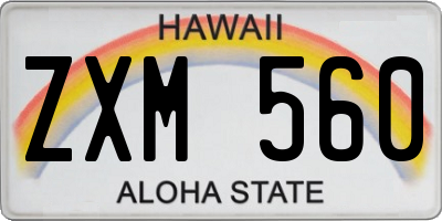 HI license plate ZXM560