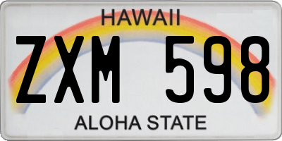 HI license plate ZXM598
