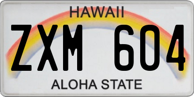HI license plate ZXM604