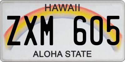 HI license plate ZXM605