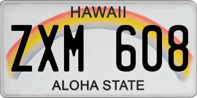 HI license plate ZXM608