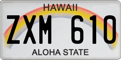 HI license plate ZXM610
