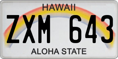 HI license plate ZXM643