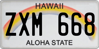 HI license plate ZXM668