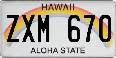 HI license plate ZXM670