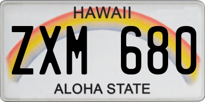 HI license plate ZXM680
