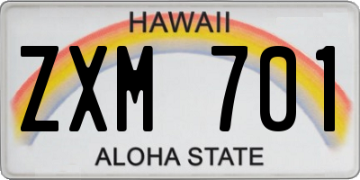HI license plate ZXM701