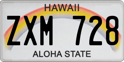 HI license plate ZXM728