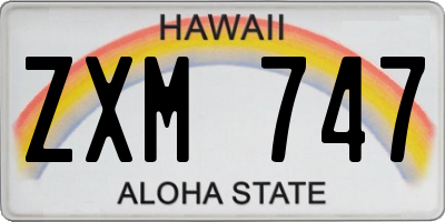 HI license plate ZXM747
