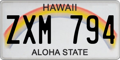 HI license plate ZXM794