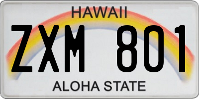 HI license plate ZXM801