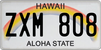 HI license plate ZXM808