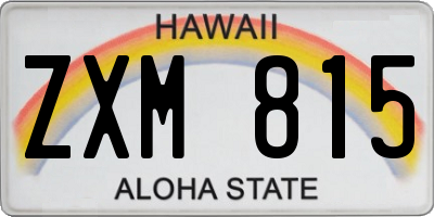 HI license plate ZXM815