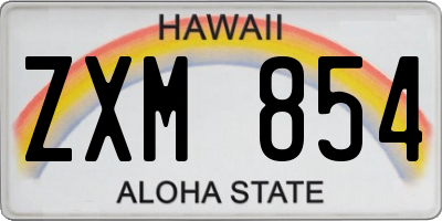 HI license plate ZXM854