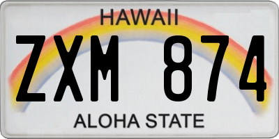 HI license plate ZXM874