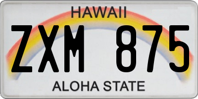 HI license plate ZXM875