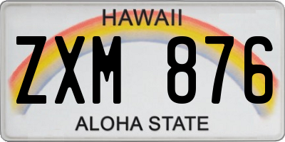 HI license plate ZXM876