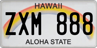 HI license plate ZXM888
