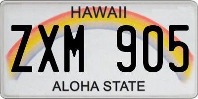 HI license plate ZXM905
