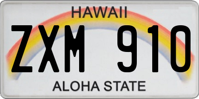HI license plate ZXM910