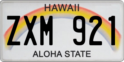 HI license plate ZXM921