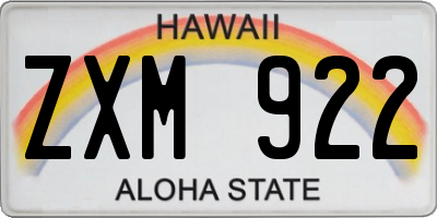 HI license plate ZXM922