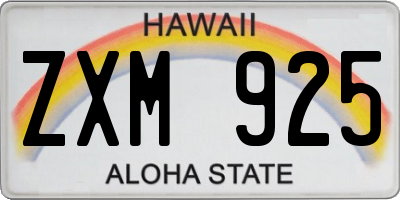 HI license plate ZXM925
