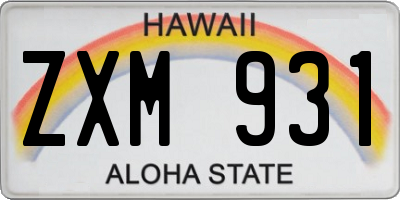 HI license plate ZXM931