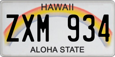 HI license plate ZXM934