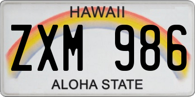 HI license plate ZXM986