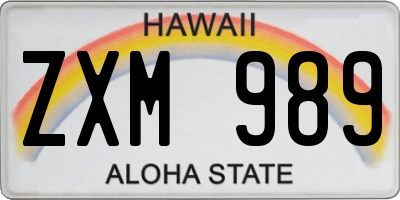 HI license plate ZXM989