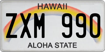 HI license plate ZXM990