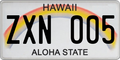 HI license plate ZXN005