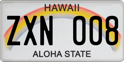 HI license plate ZXN008