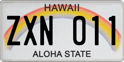 HI license plate ZXN011